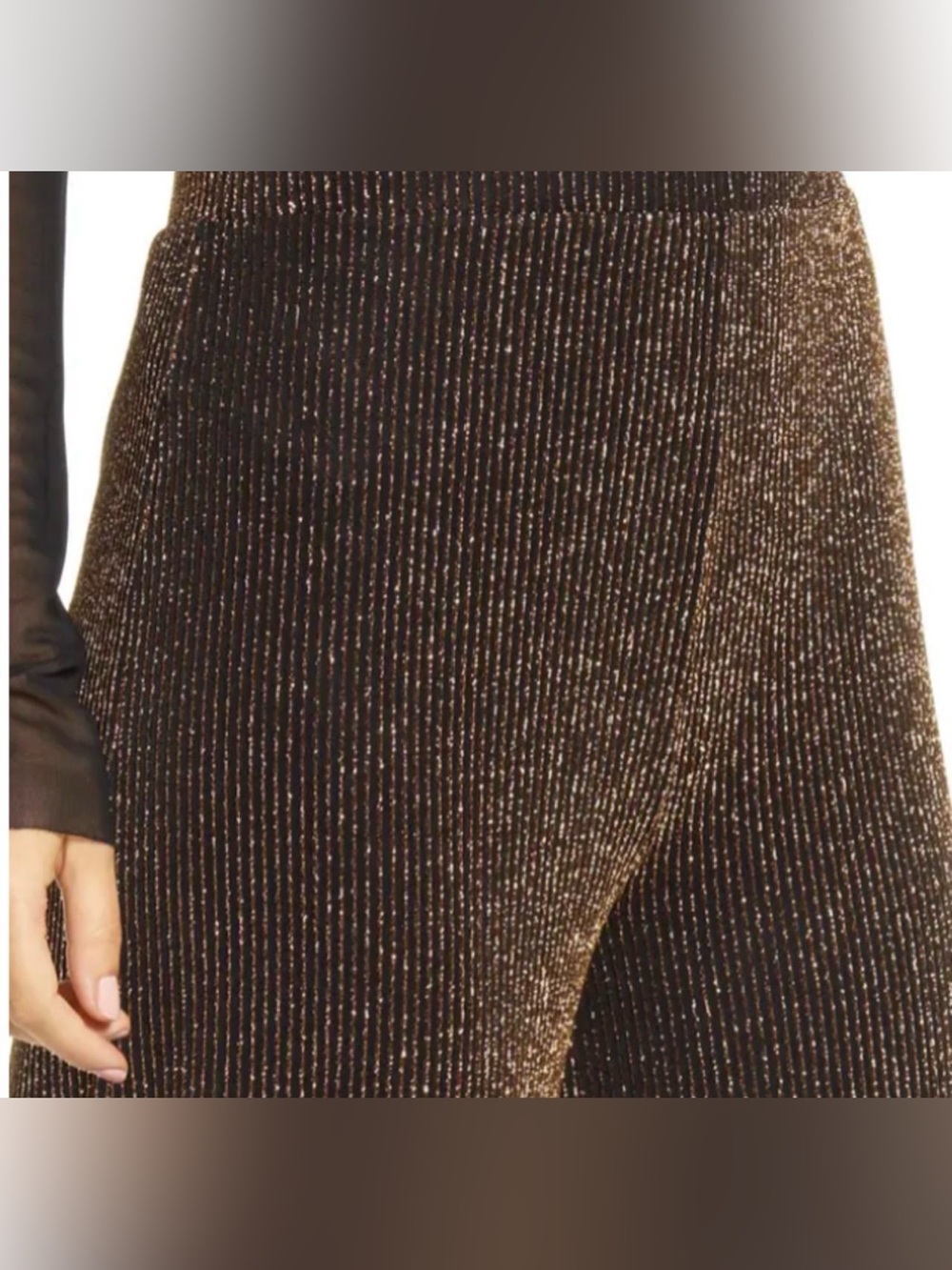 Leith Sparkle Wide Leg Pants in Black/Metallic Gold size small